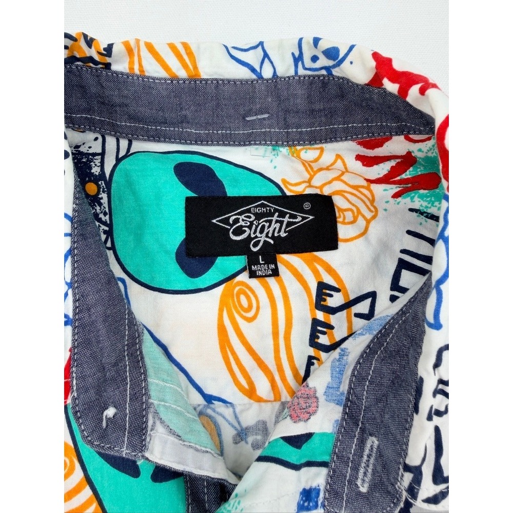Eighty Eight Graphic Button Up Shirt Alien Space Print L - Picture 3 of 14